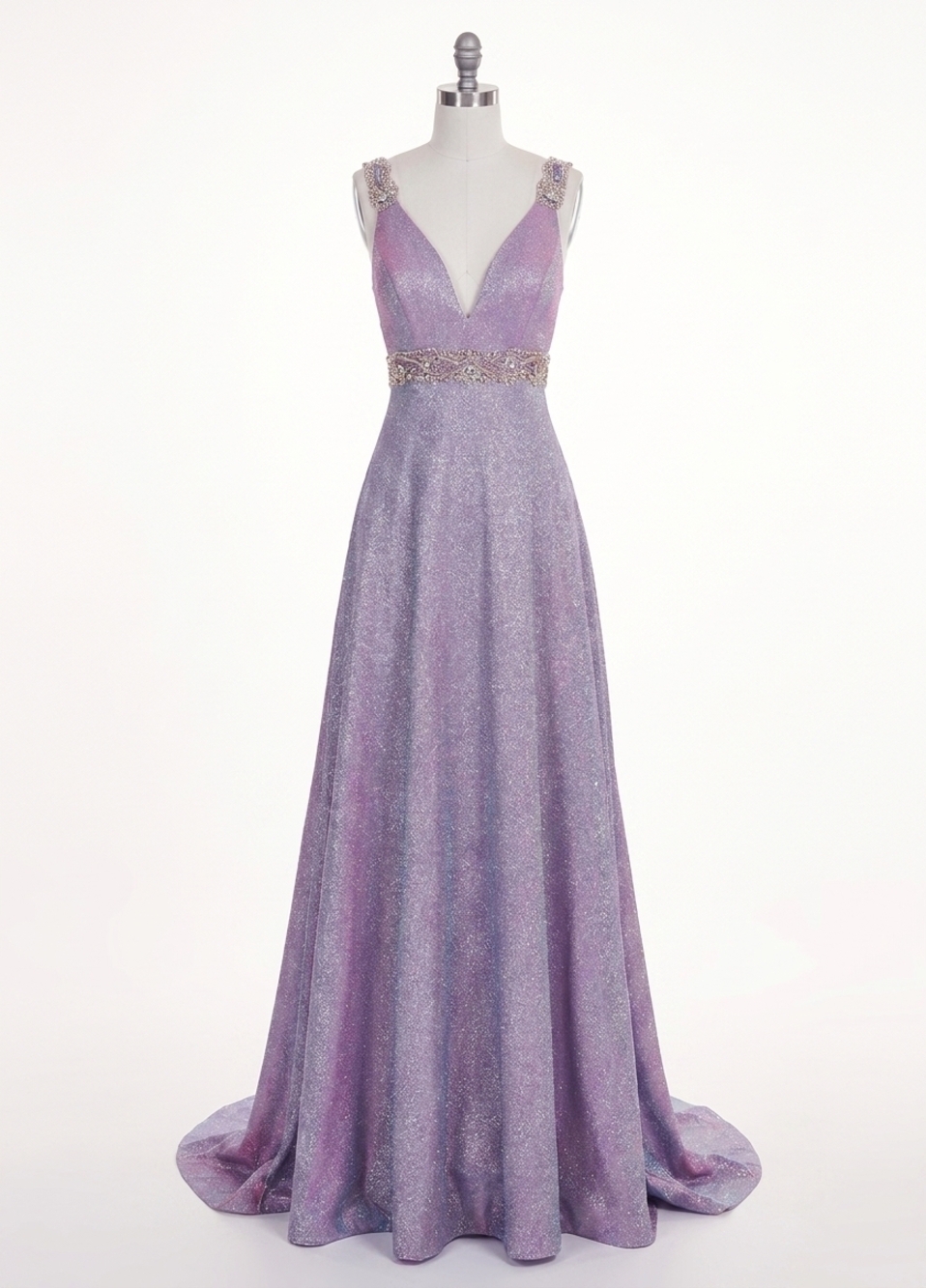 NEW RACHEL ALLAN v-neck sleeveless gown in lilac